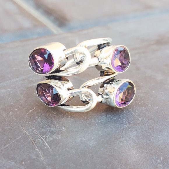 New Twisted Amethyst 925 Silver Ring. - Picture 14 of 15